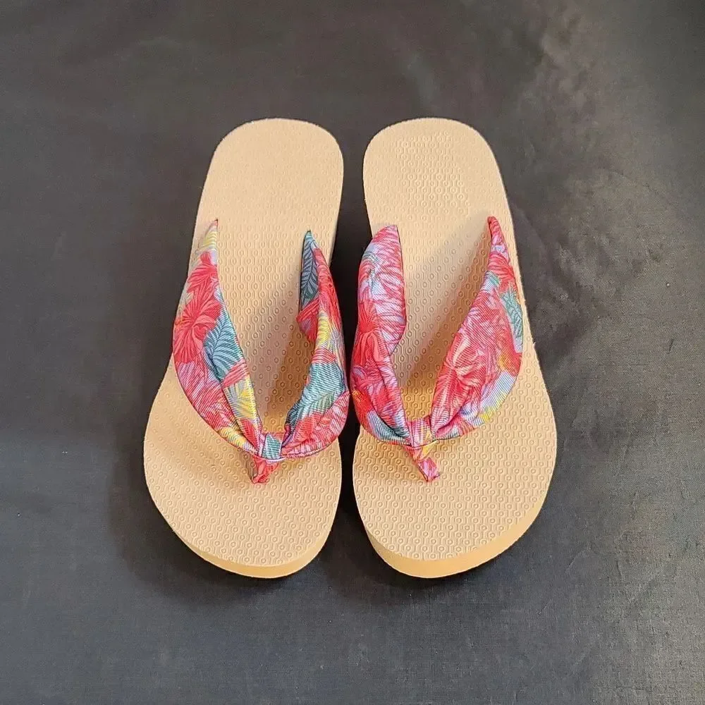 BRAND NEW PRINTED WEDGE FLIP-FLOP
